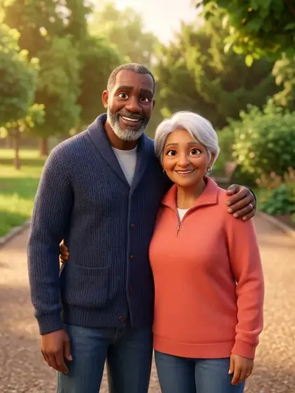 Una pareja convertida en personajes de película animada